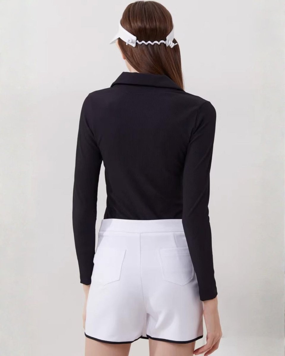 Vネックカラートップス＆リボンラップスカート【セットアップ可】CH1036 - Chamule