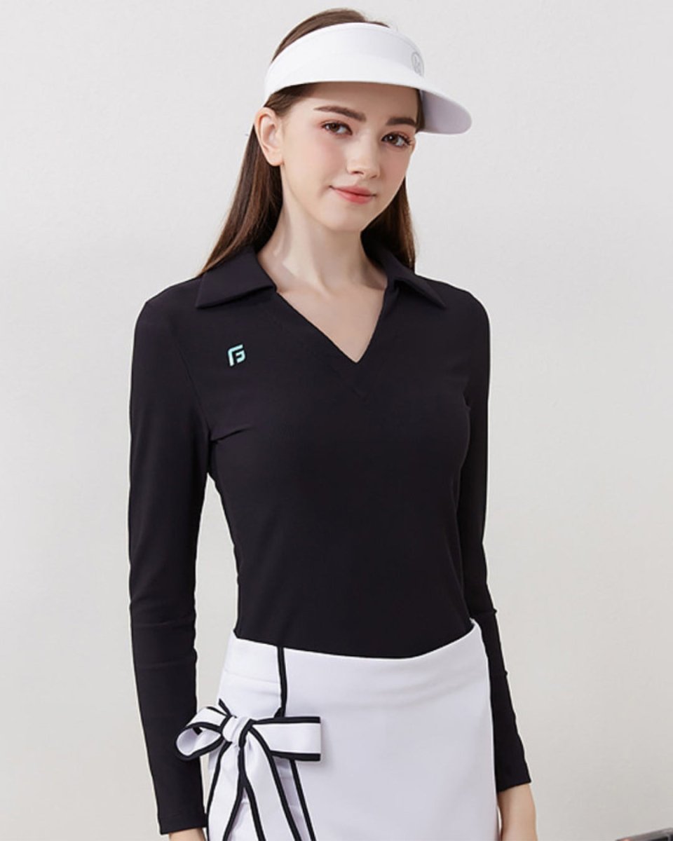 Vネックカラートップス＆リボンラップスカート【セットアップ可】CH1036 - Chamule