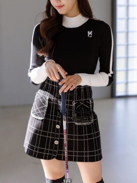 High waist tweed skirt si004